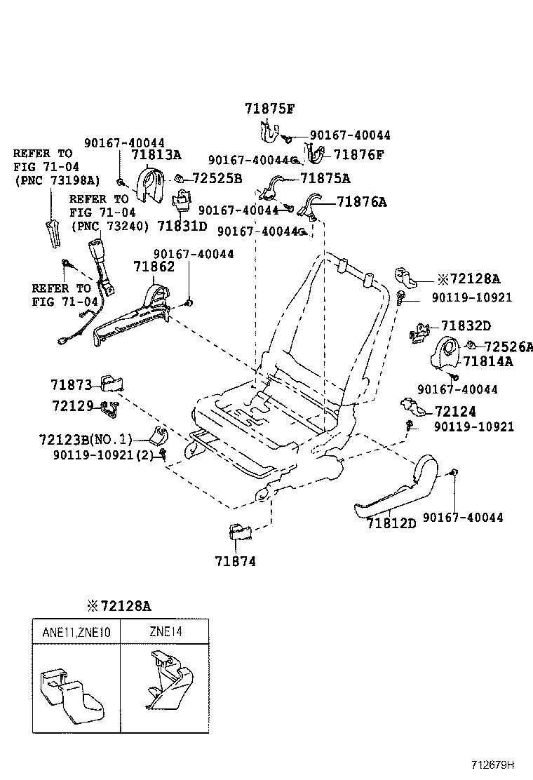 71052-68020 PAD, FRONT SEAT CUSHION, LH (FOR SEPARATE TYPE) product image
