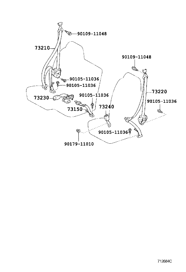 73230-37191-B0 BELT ASSY, FRONT SEAT INNER, RH product image