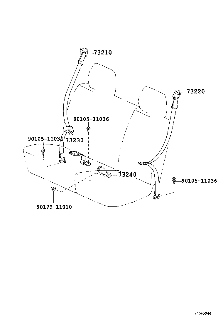 73230-37191-B0 BELT ASSY, FRONT SEAT INNER, RH product image