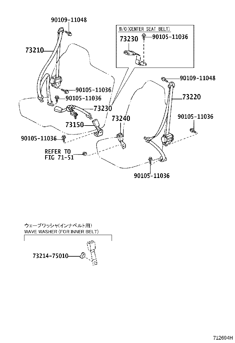 73230-0W080-B0 BELT ASSY, FRONT SEAT INNER, RH product image