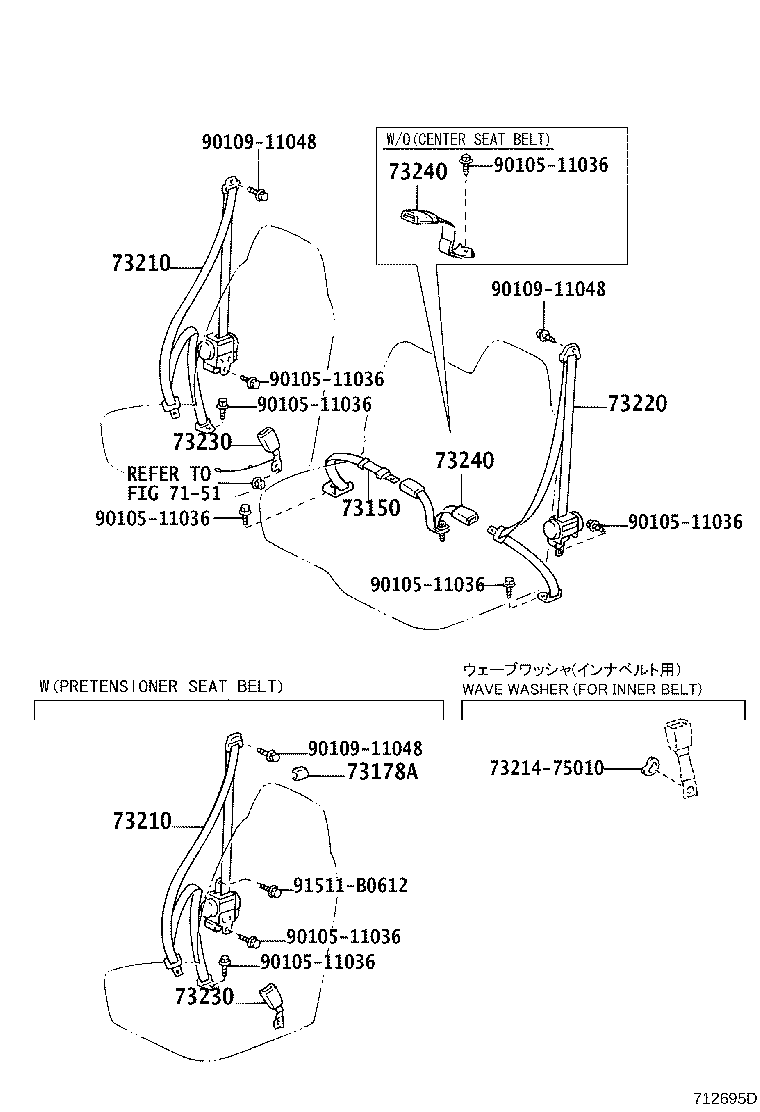 73230-0W080-B0 BELT ASSY, FRONT SEAT INNER, RH product image