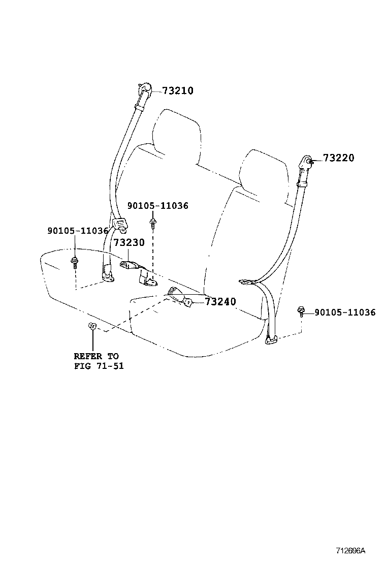 73230-0W080-B0 BELT ASSY, FRONT SEAT INNER, RH product image