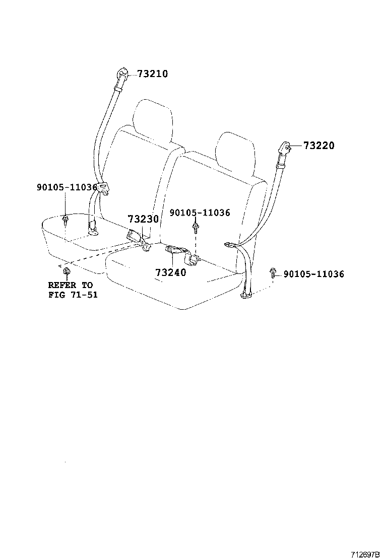 73230-0W080-B0 BELT ASSY, FRONT SEAT INNER, RH product image