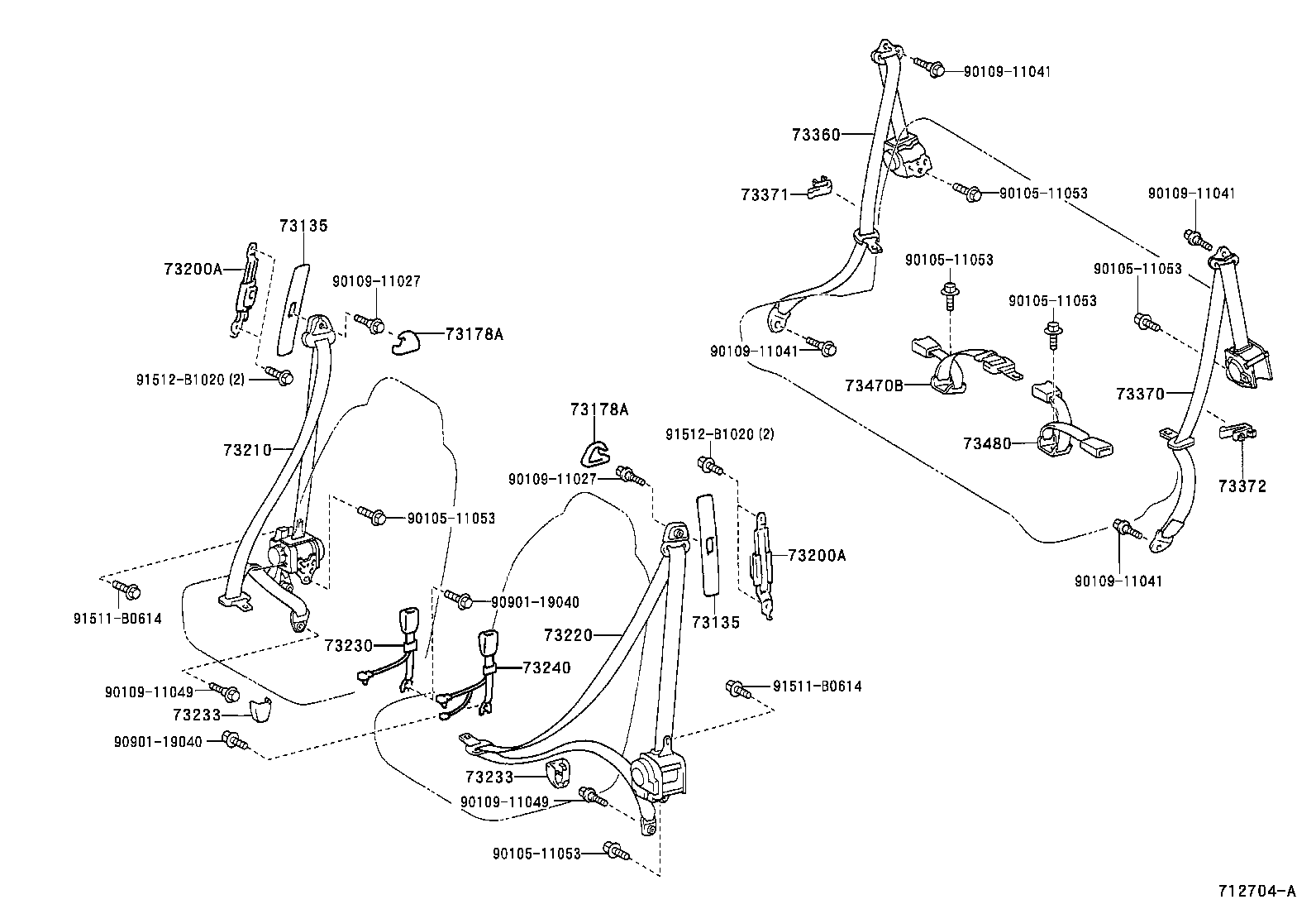 73240-52010-B0 BELT ASSY, FRONT SEAT INNER, LH product image