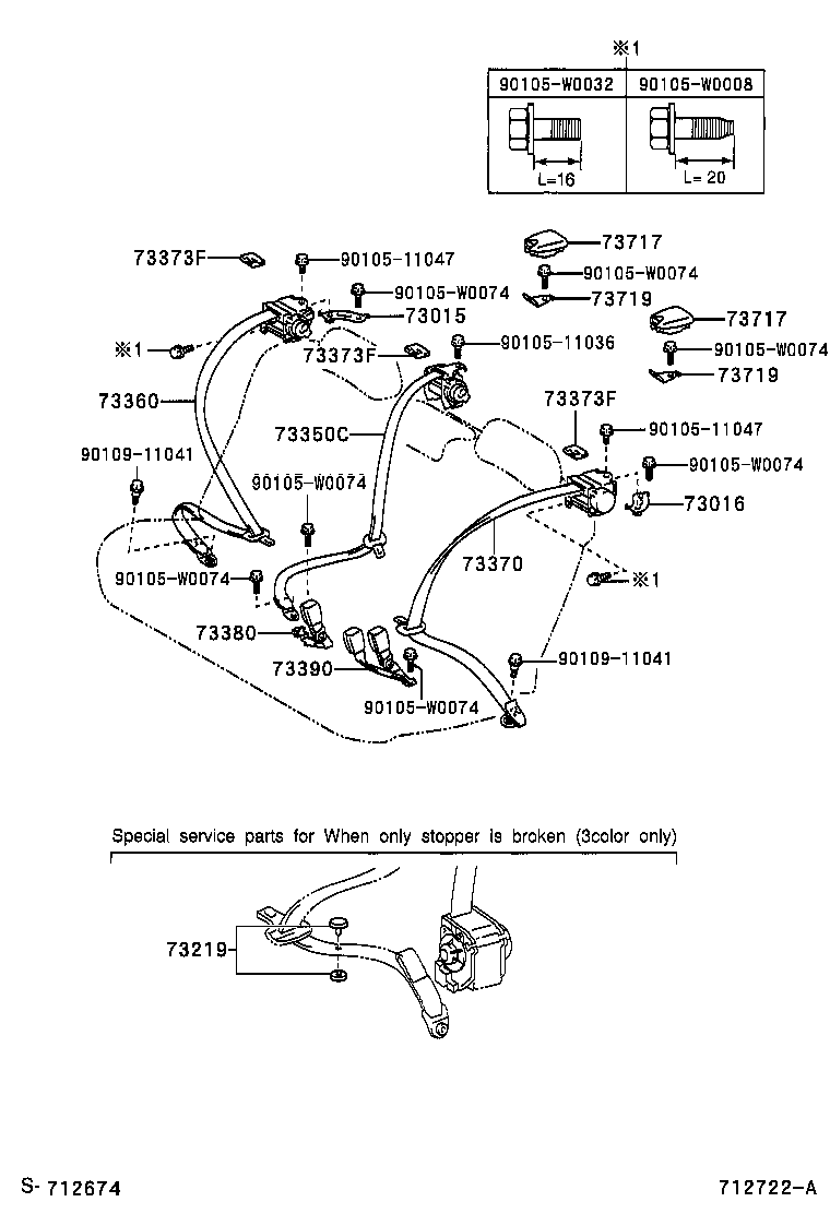 73220-05051 BELT ASSY, FRONT SEAT OUTER, LH product image