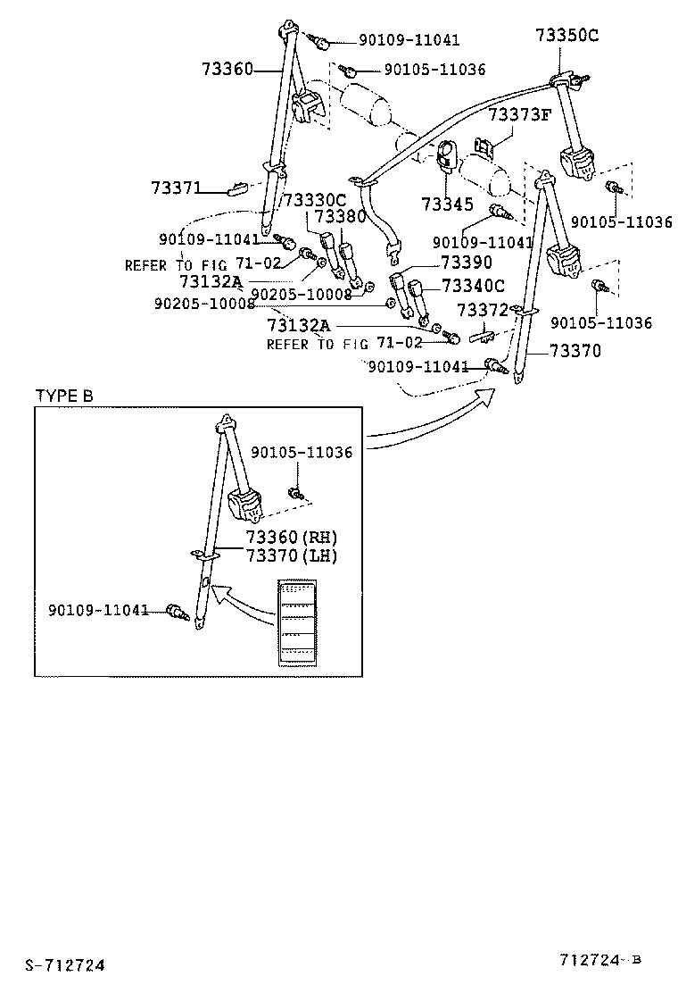 73370-52010-C2 BELT ASSY, REAR SEAT 3 POINT TYPE, OUTER LH product image