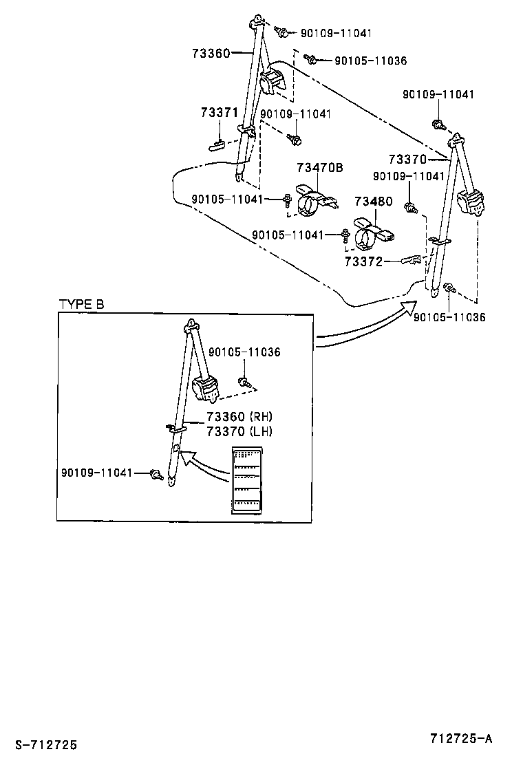 73370-52010-C2 BELT ASSY, REAR SEAT 3 POINT TYPE, OUTER LH product image