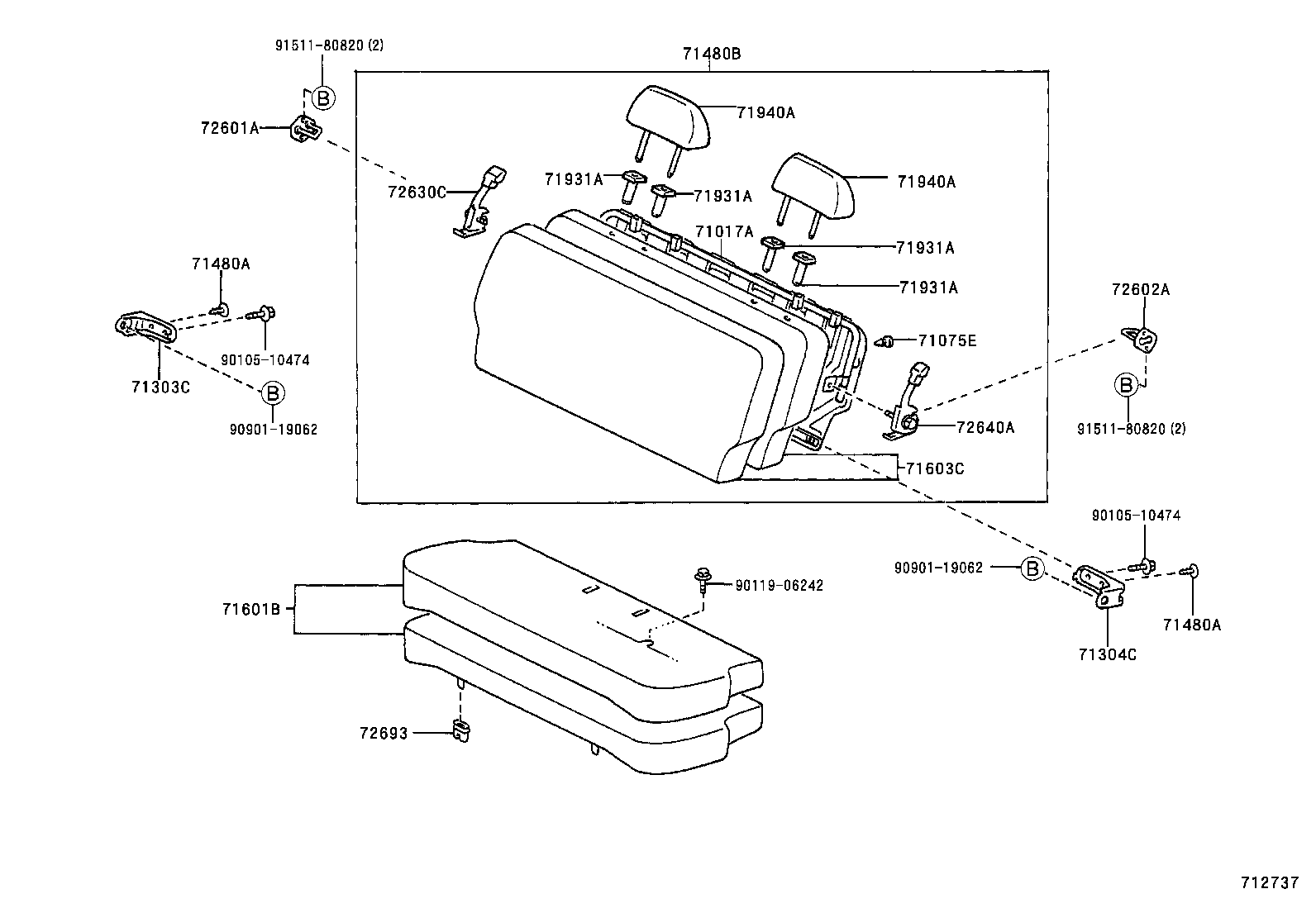 71480-52080-B3 BACK ASSY, REAR SEAT (FOR BENCH TYPE) product image