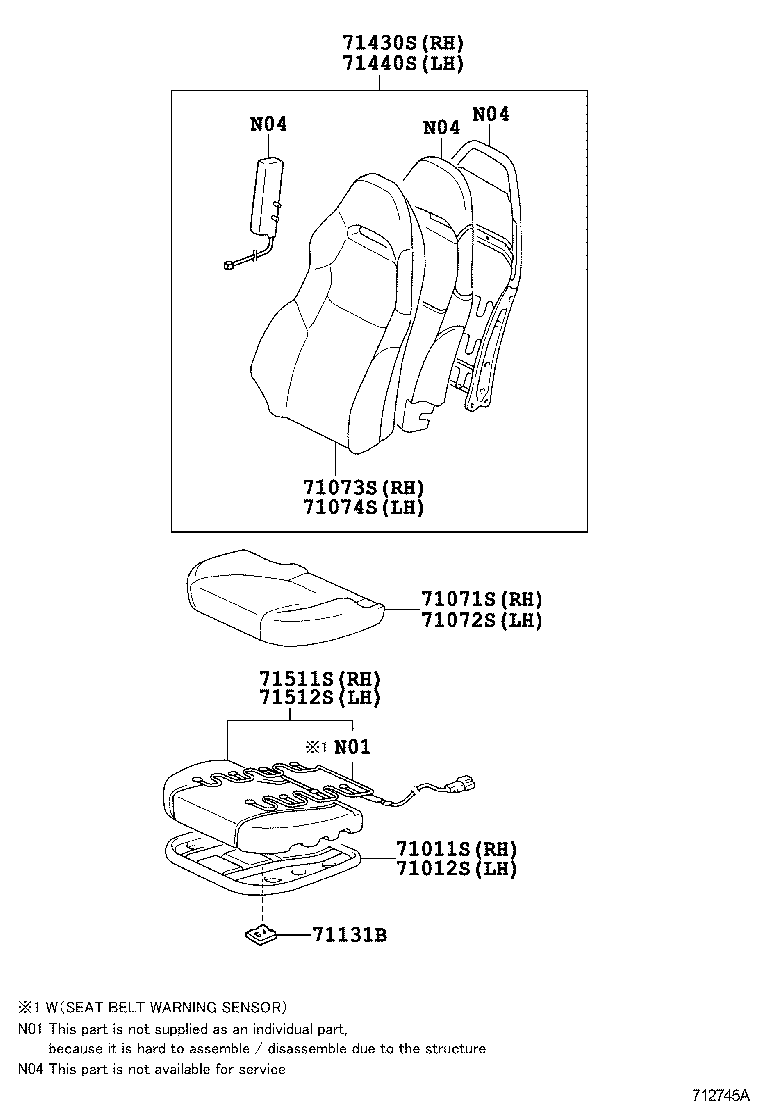 71040-20171-C2 BACK ASSY, FRONT SEAT, RH(FOR SEPARATE TYPE) product image