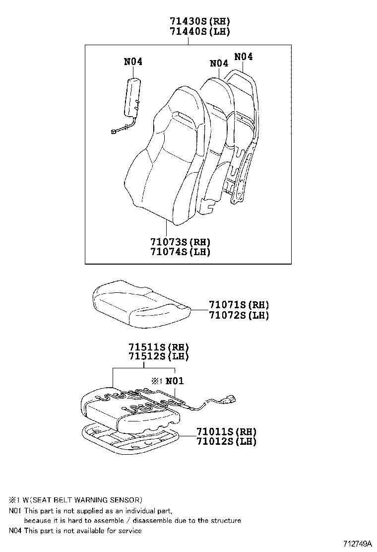 Toyota 71073-2H271-C3 COVER, FRONT SEAT BACK, RH(FOR SEPARATE TYPE)
