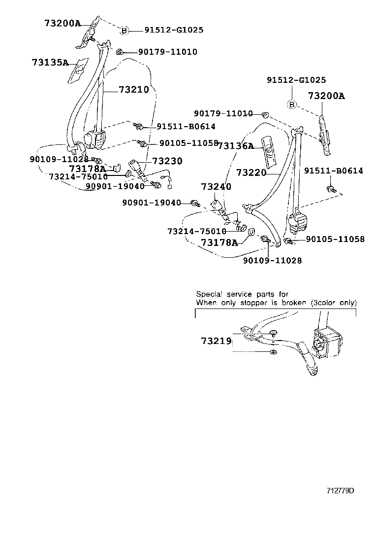 Toyota 73024-33010-B1 COVER, SHOULDER BELT ANCHOR, LH