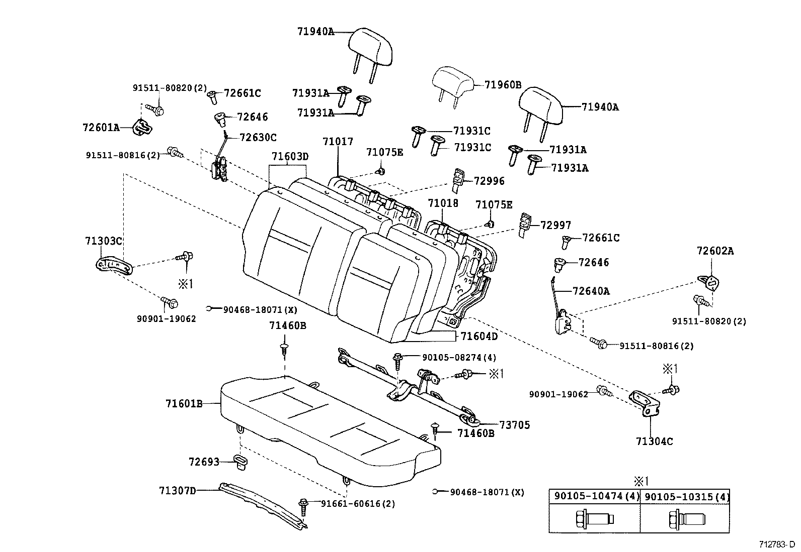 Toyota 71307-52011 BRACKET SUB-ASSY, REAR SEAT CUSHION SUPPORT, RH