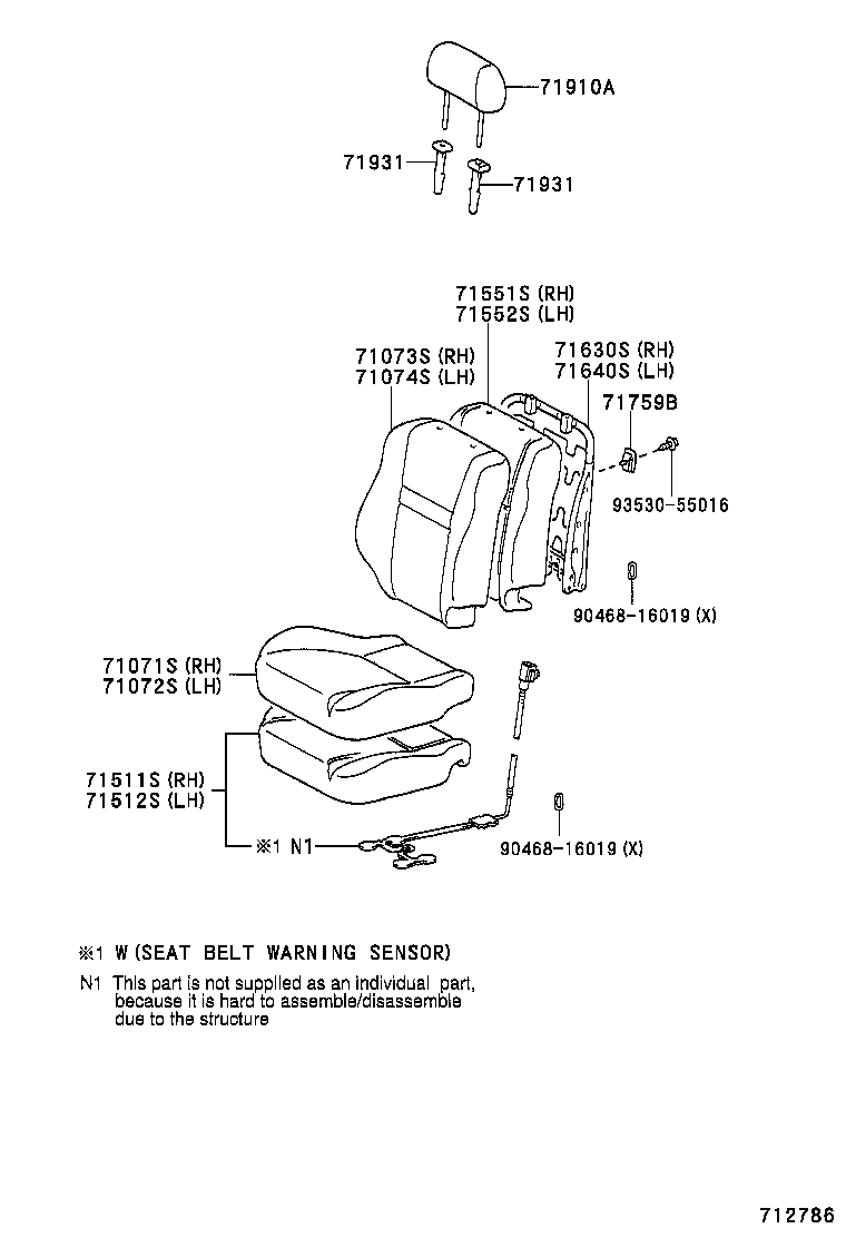 71502-52020 PAD, FRONT SEAT CUSHION, RH(FOR SEPARATE TYPE) product image