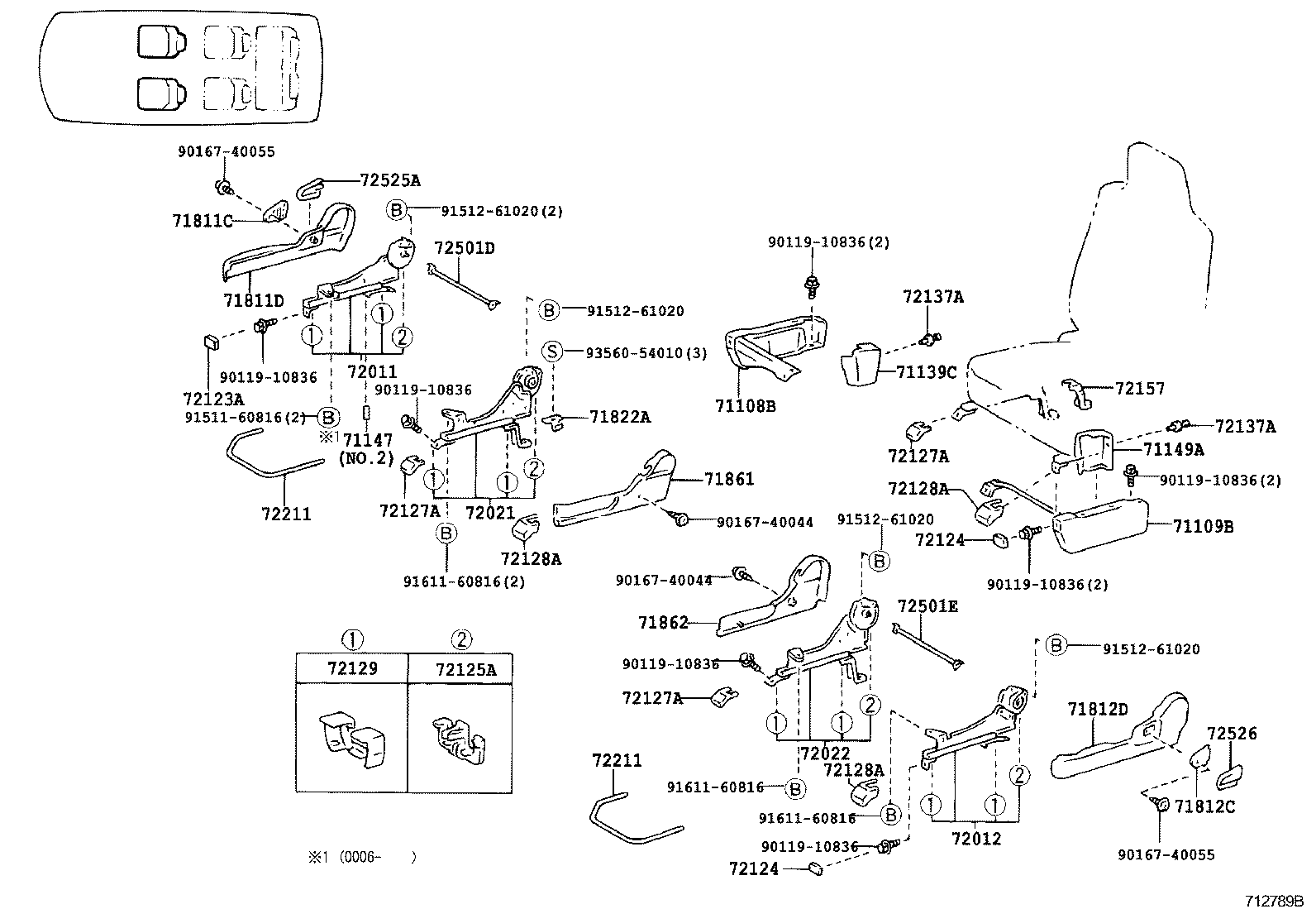 71033-28110 LEG SUB-ASSY, REAR SEAT CUSHION product image