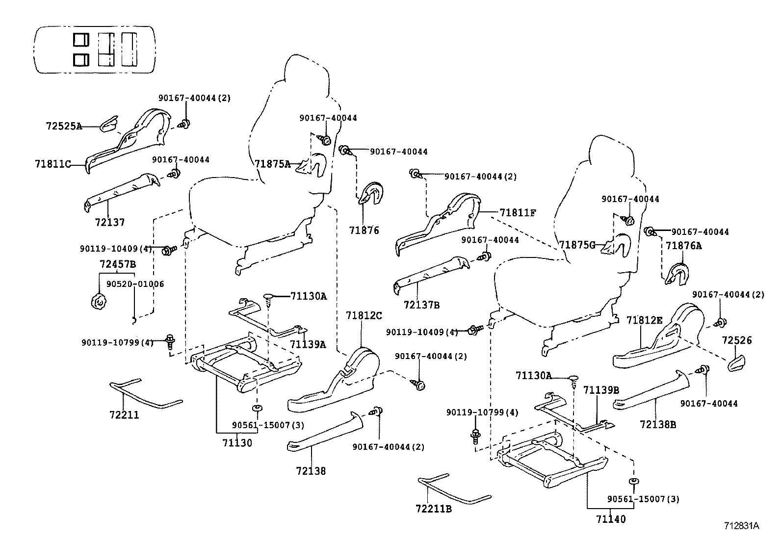 71013-28360 SPRING ASSY, FRONT SEAT BACK, RH(FOR SEPARATE TYPE) product image