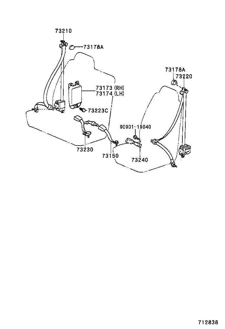 73230-0B080-B0 BELT ASSY, FRONT SEAT INNER, RH product image