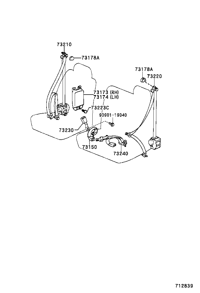 73230-0B080-B0 BELT ASSY, FRONT SEAT INNER, RH product image
