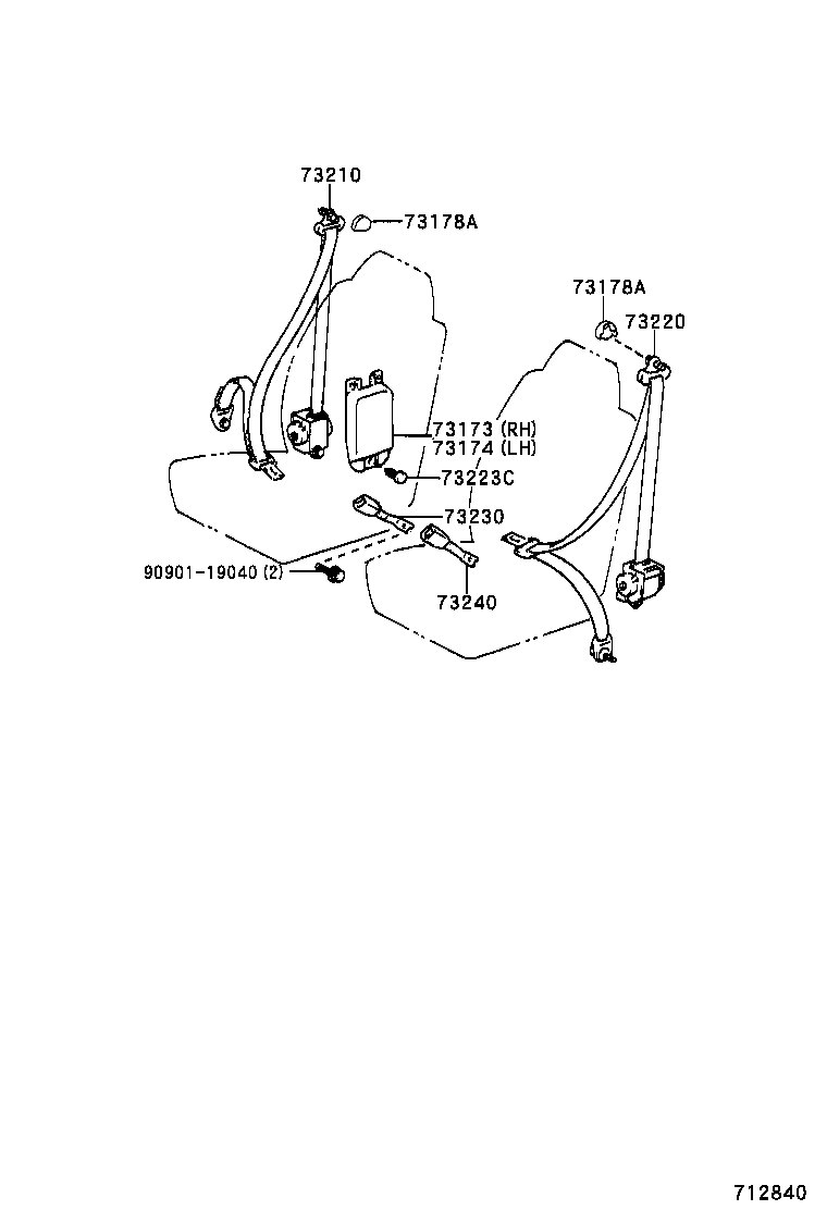 73230-0B080-B0 BELT ASSY, FRONT SEAT INNER, RH product image