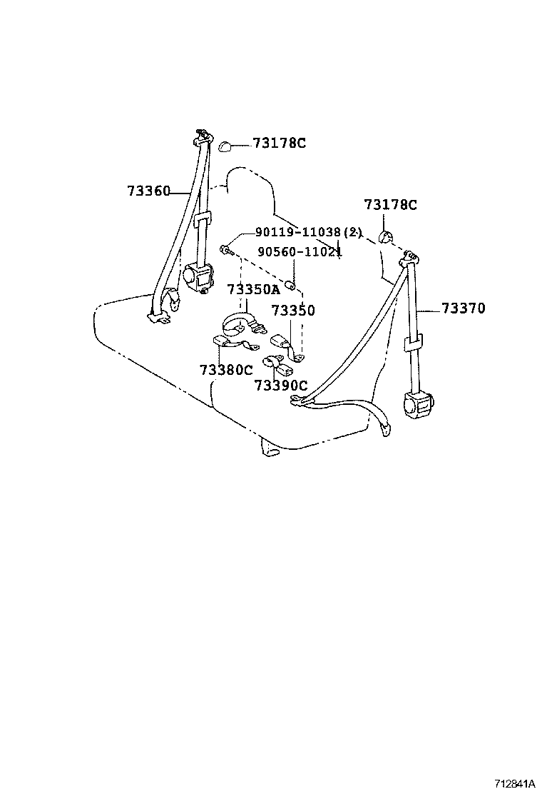 73230-0B080-B0 BELT ASSY, FRONT SEAT INNER, RH product image