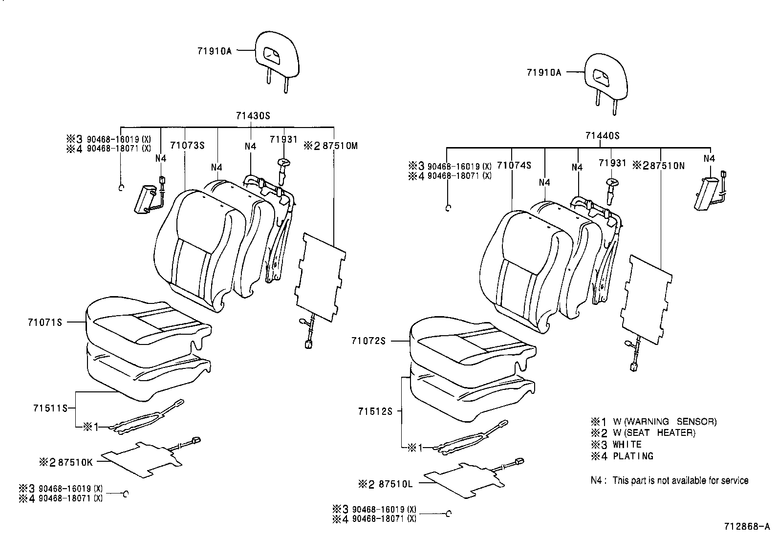 71015-42120 FRAME SUB-ASSY, REAR SEAT CUSHION, RH product image