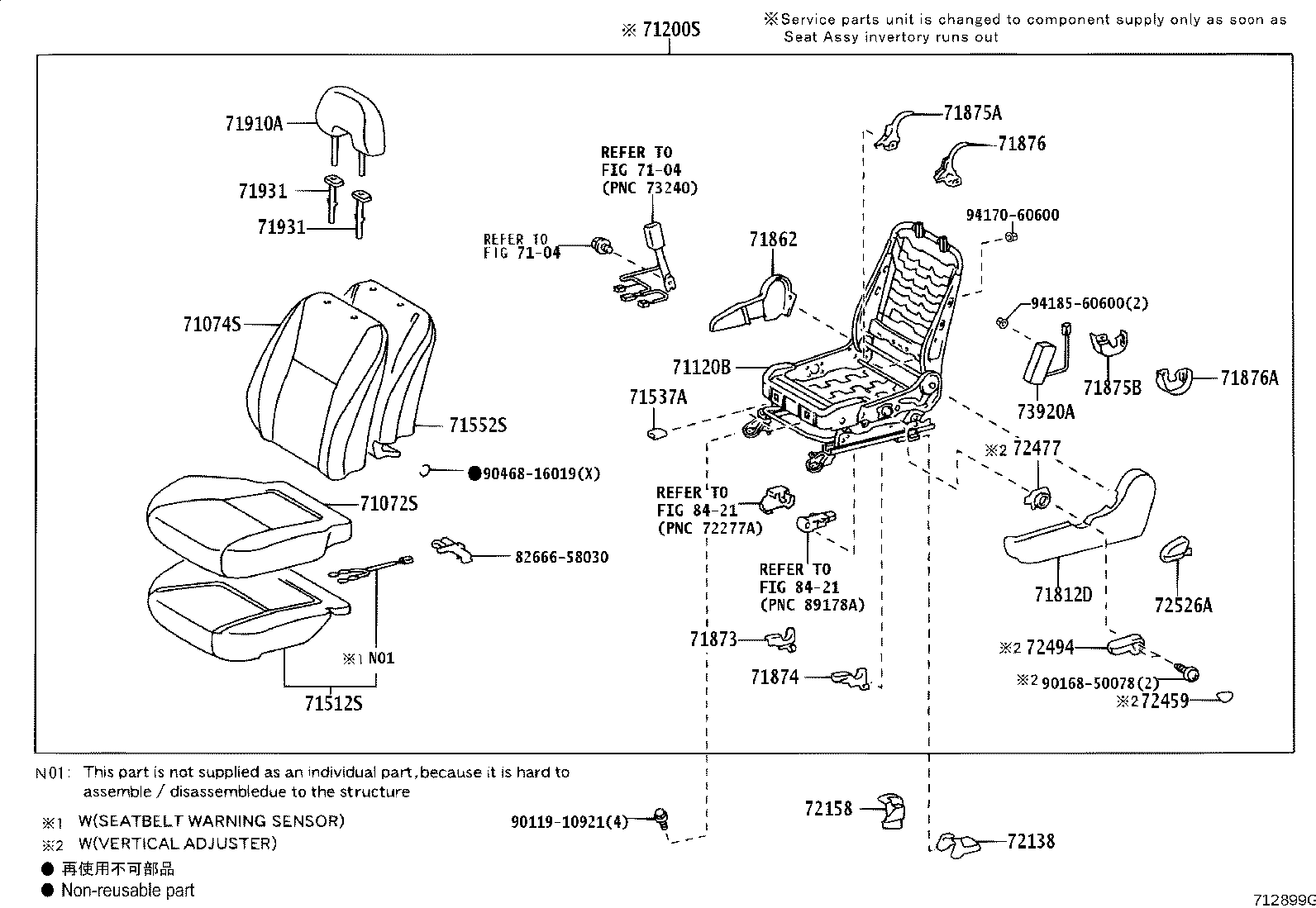71051-47040 PAD, FRONT SEAT CUSHION, RH(FOR SEPARATE TYPE) product image