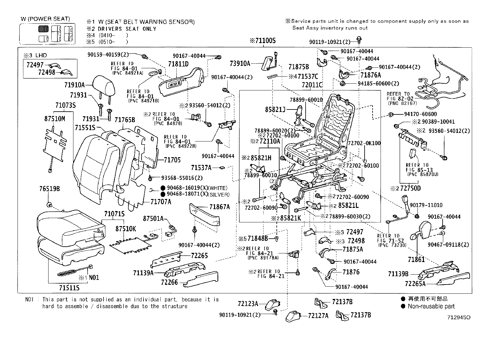 71017-60490 FRAME SUB-ASSY, REAR SEAT BACK, RH product image