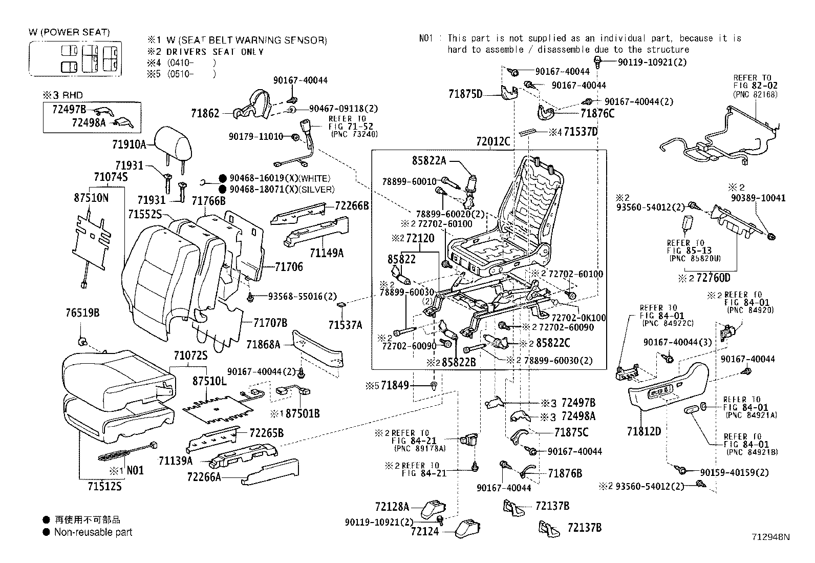 71017-60490 FRAME SUB-ASSY, REAR SEAT BACK, RH product image