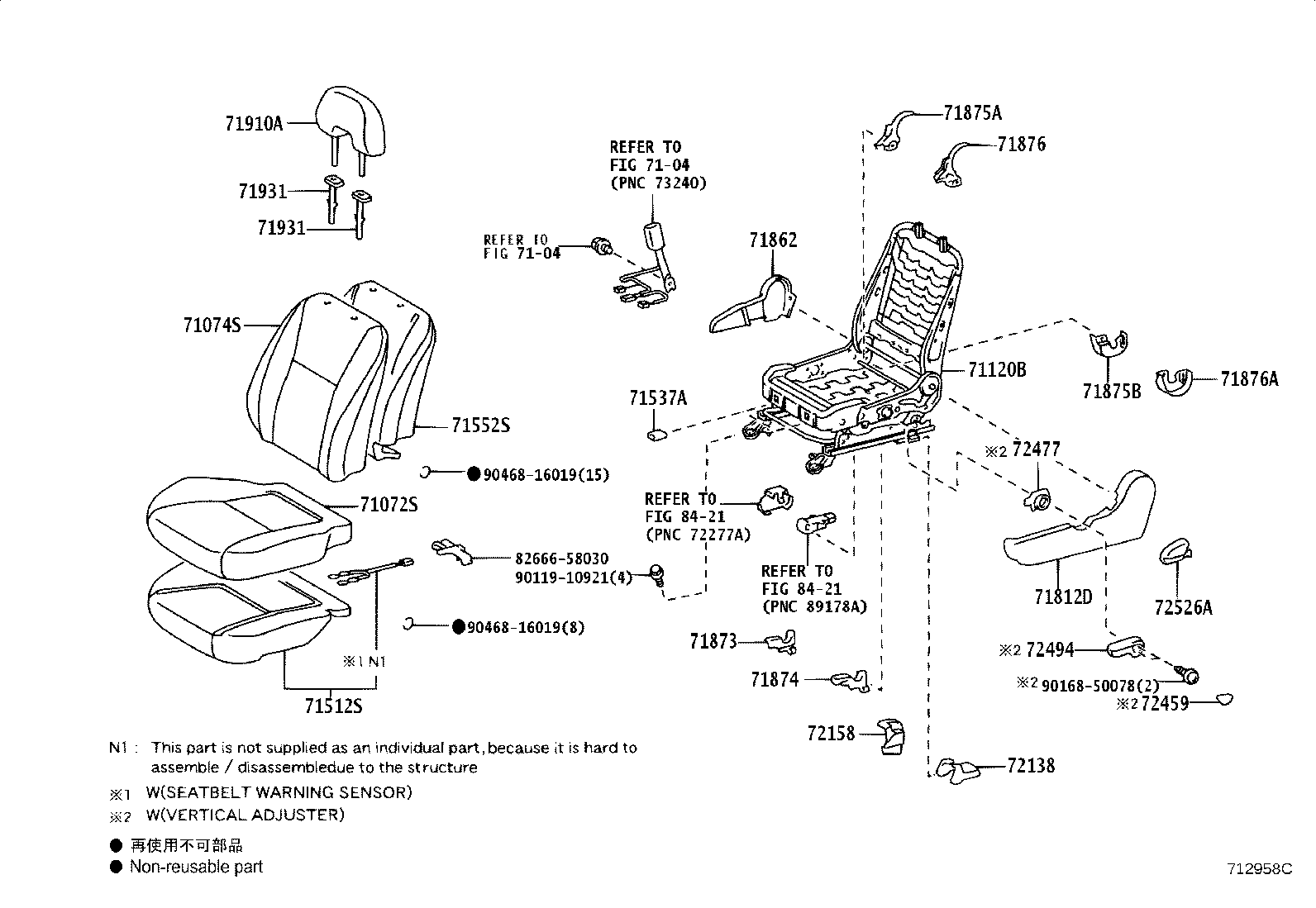 71051-47040 PAD, FRONT SEAT CUSHION, RH(FOR SEPARATE TYPE) product image