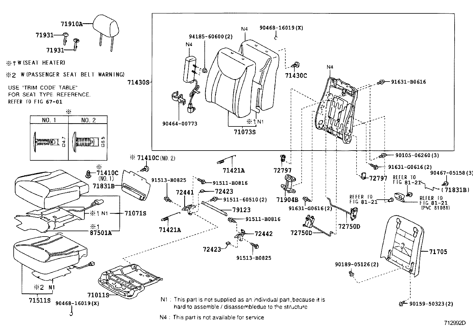 71512-50130 PAD, FRONT SEAT CUSHION, LH (FOR SEPARATE TYPE) product image