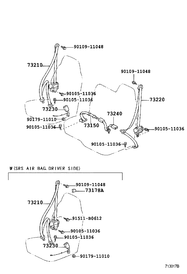 73230-37191-B0 BELT ASSY, FRONT SEAT INNER, RH product image