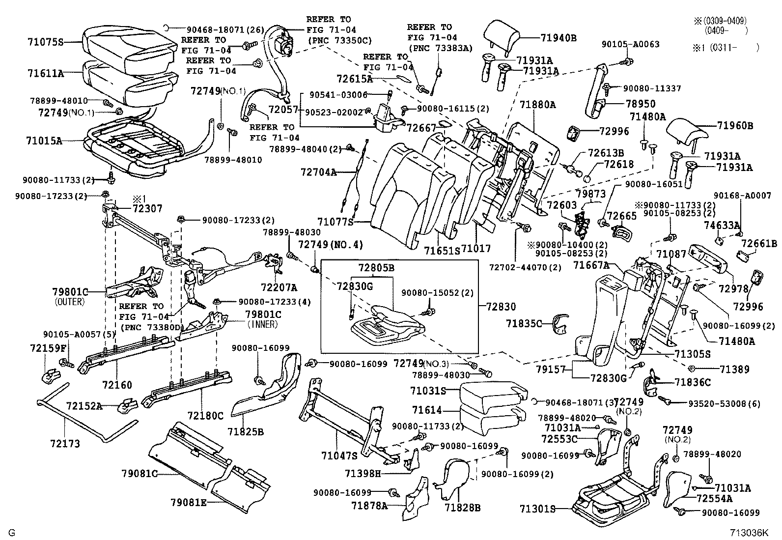 Toyota 71018-0E010 FRAME SUB-ASSY, REAR SEAT BACK, LH