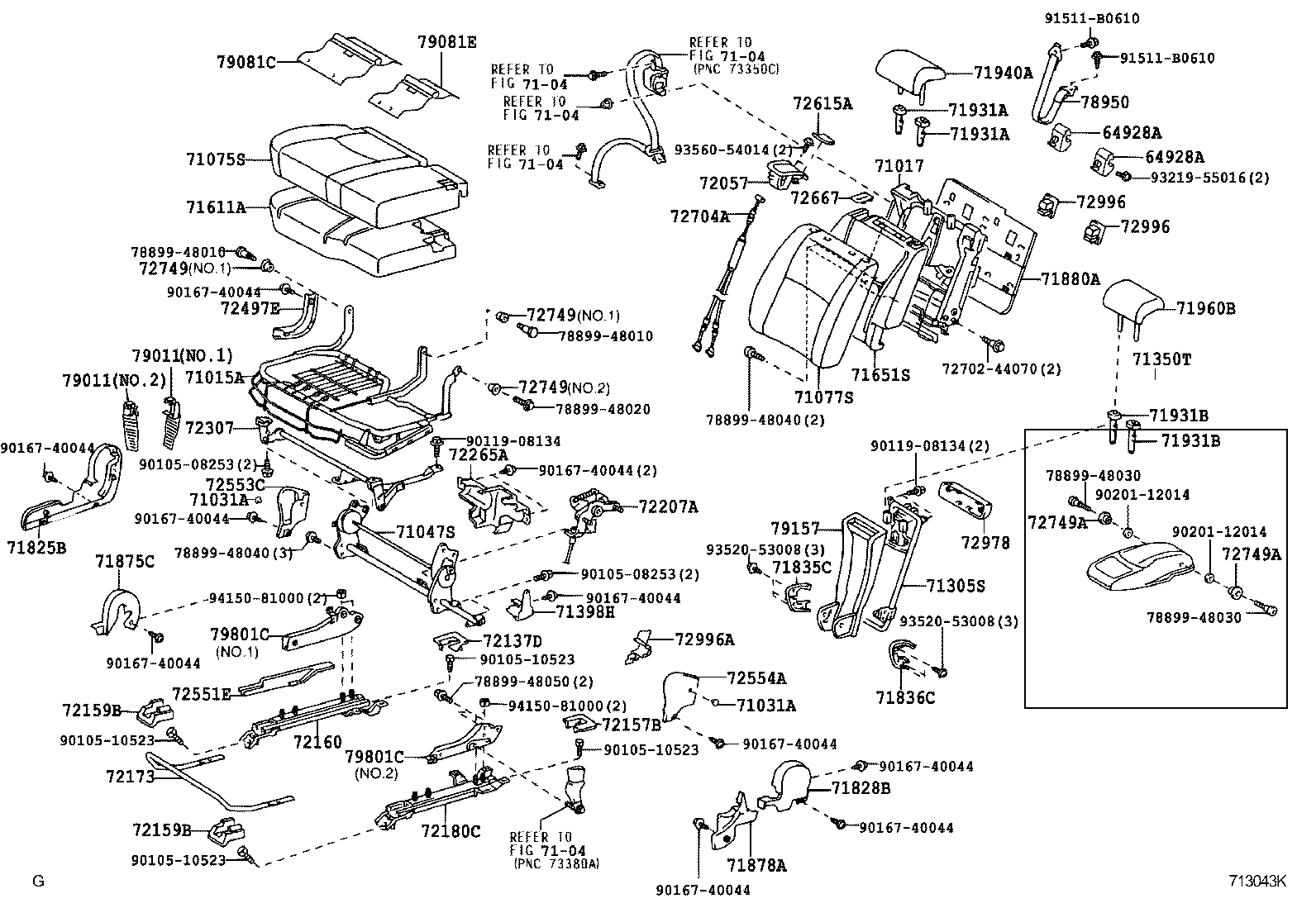 71018-48080 FRAME SUB-ASSY, REAR SEAT BACK, LH product image