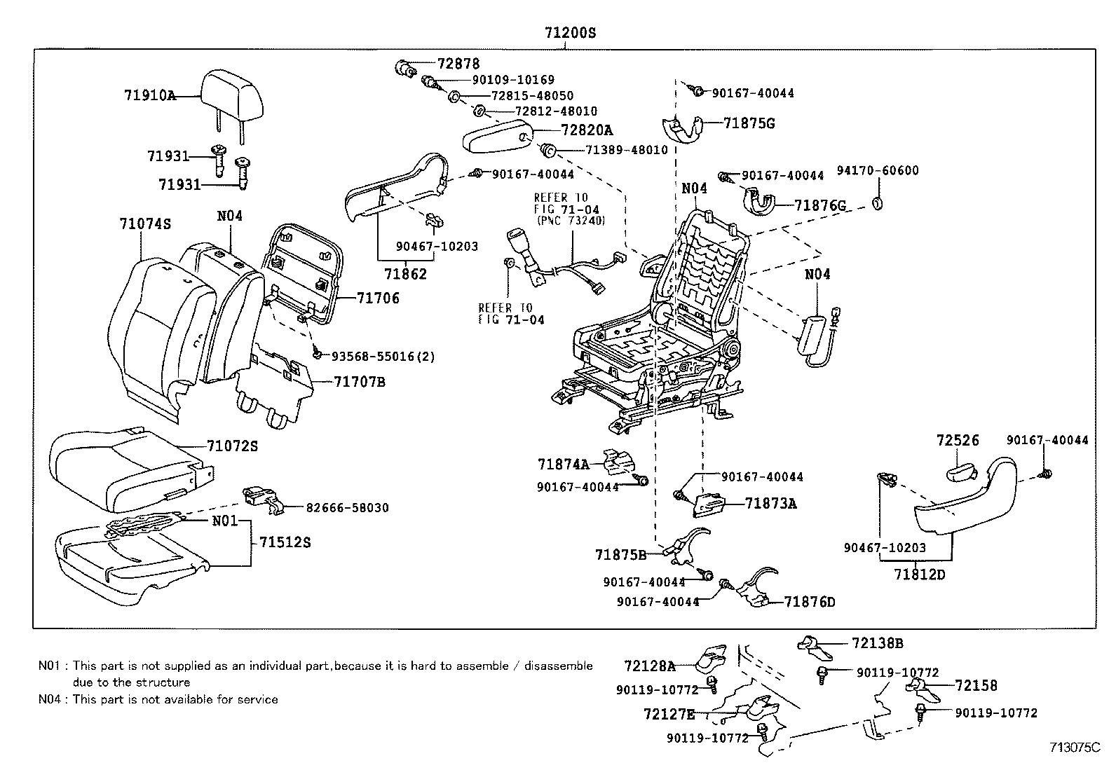 71552-48110 PAD, FRONT SEAT BACK, LH(FOR SEPARATE TYPE) product image