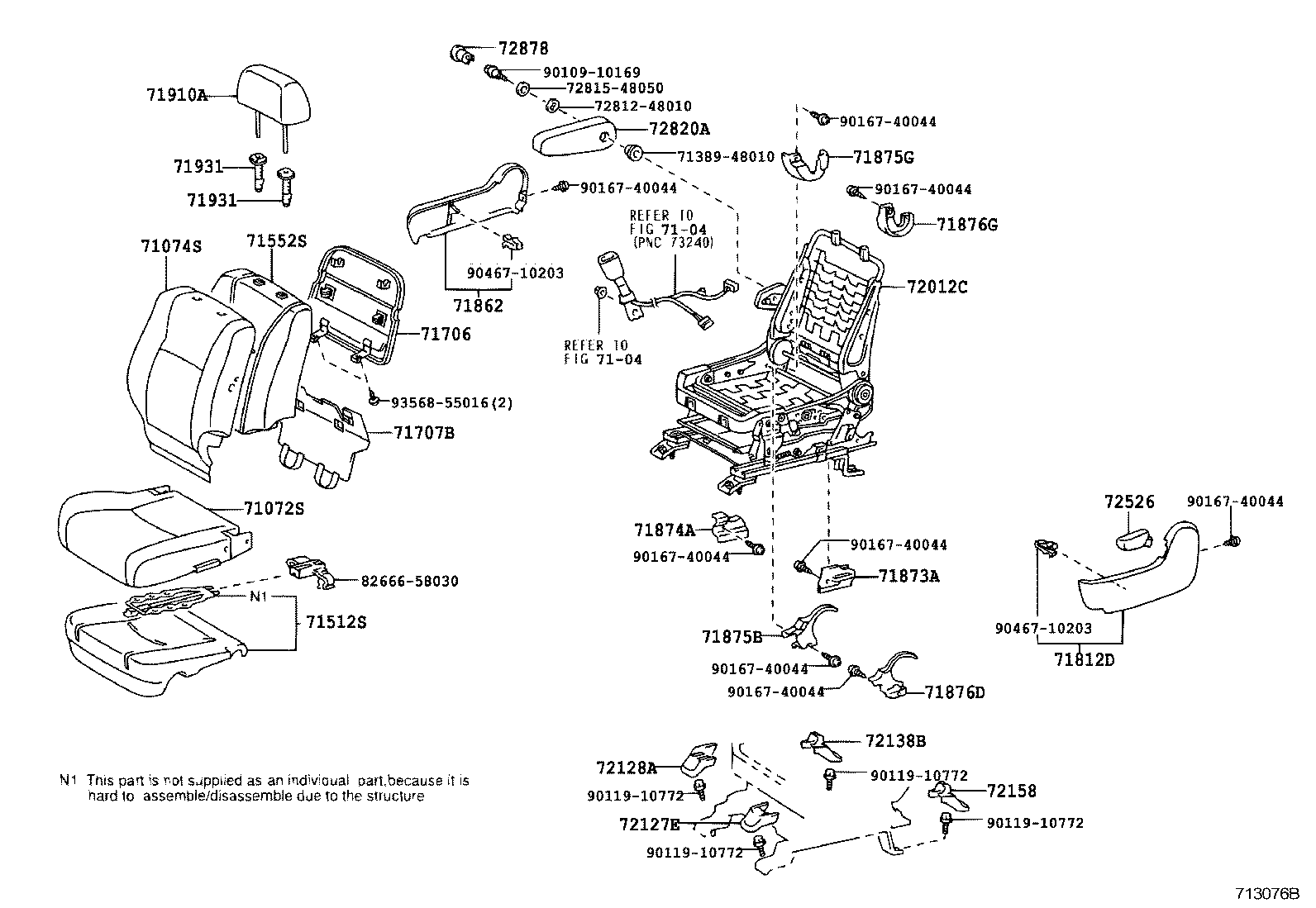71552-48110 PAD, FRONT SEAT BACK, LH(FOR SEPARATE TYPE) product image