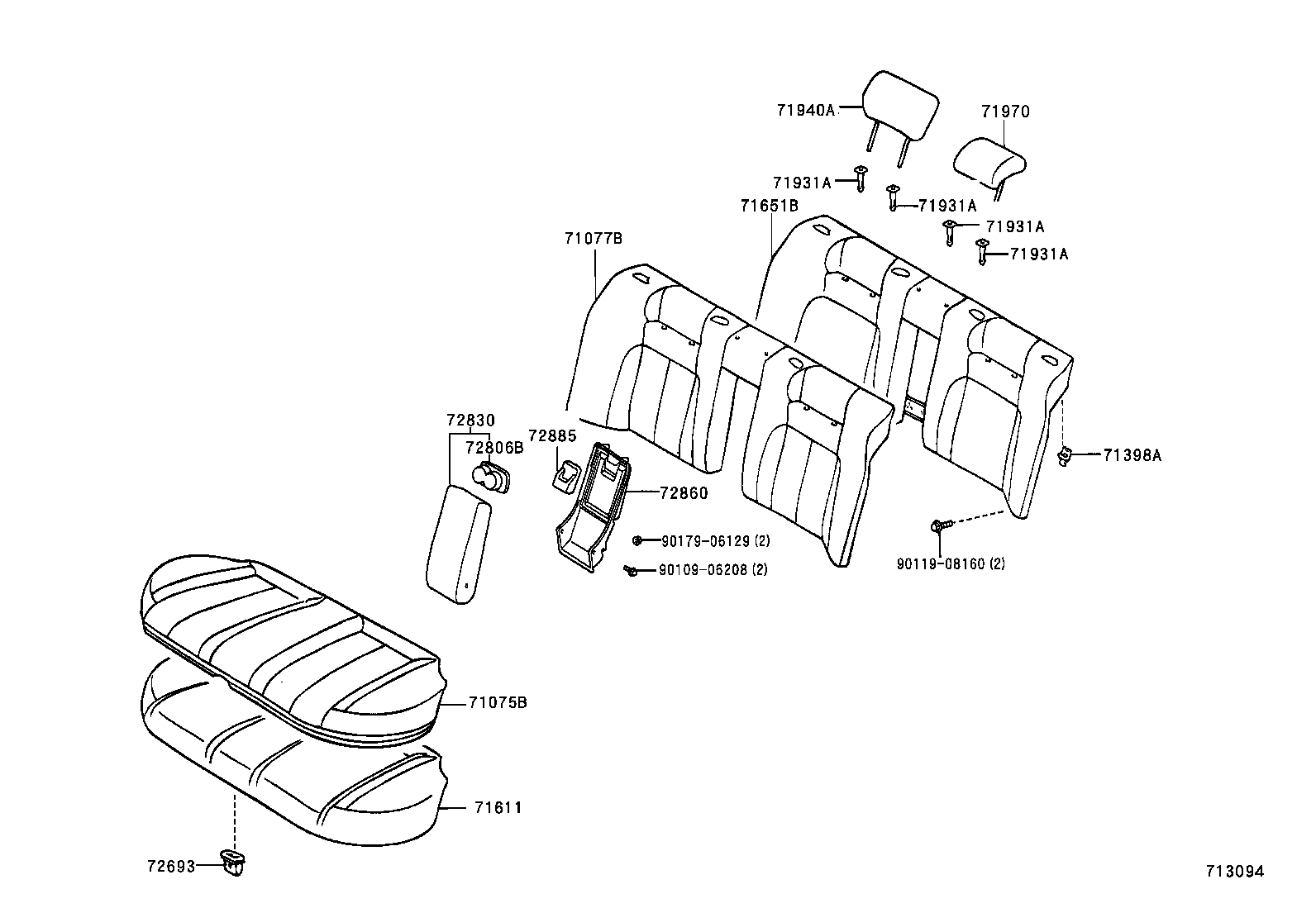 71503-YF010 PAD, REAR SEAT CUSHION product image