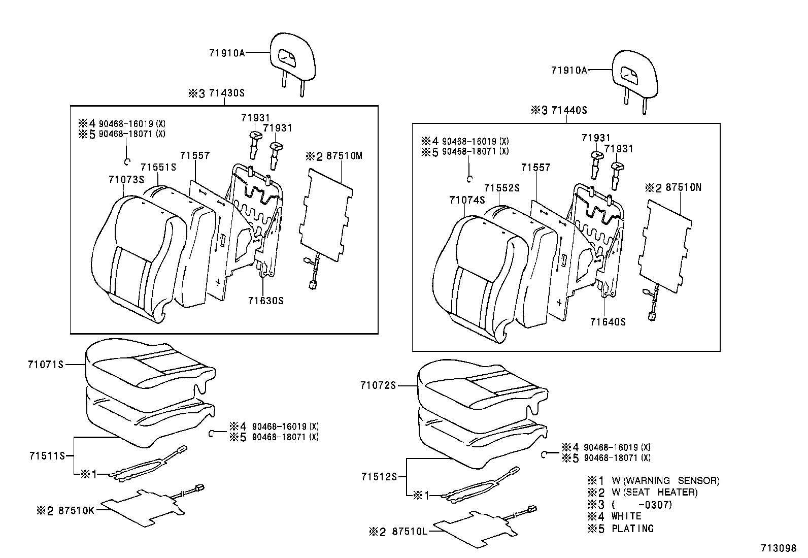 71015-42120 FRAME SUB-ASSY, REAR SEAT CUSHION, RH product image