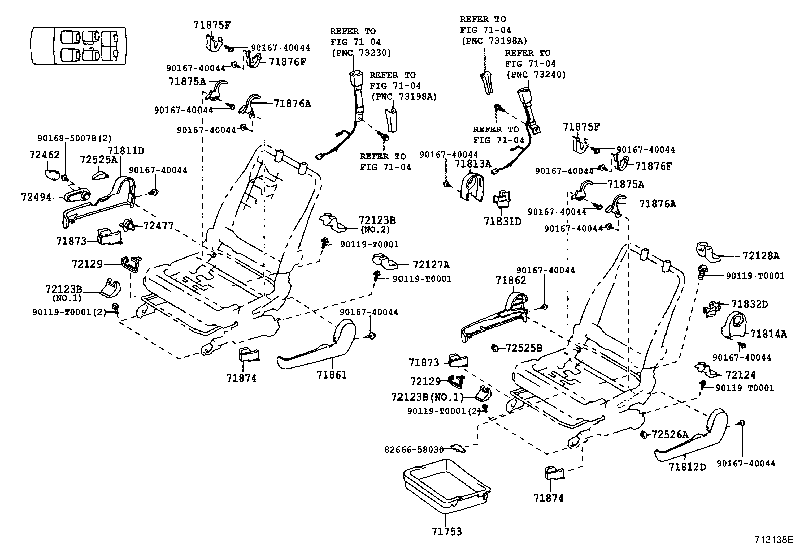 71052-68010 PAD, FRONT SEAT CUSHION, LH (FOR SEPARATE TYPE) product image