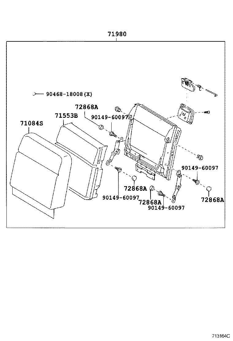 71502-30080 PAD, FRONT SEAT CUSHION, LH (FOR SEPARATE TYPE) product image