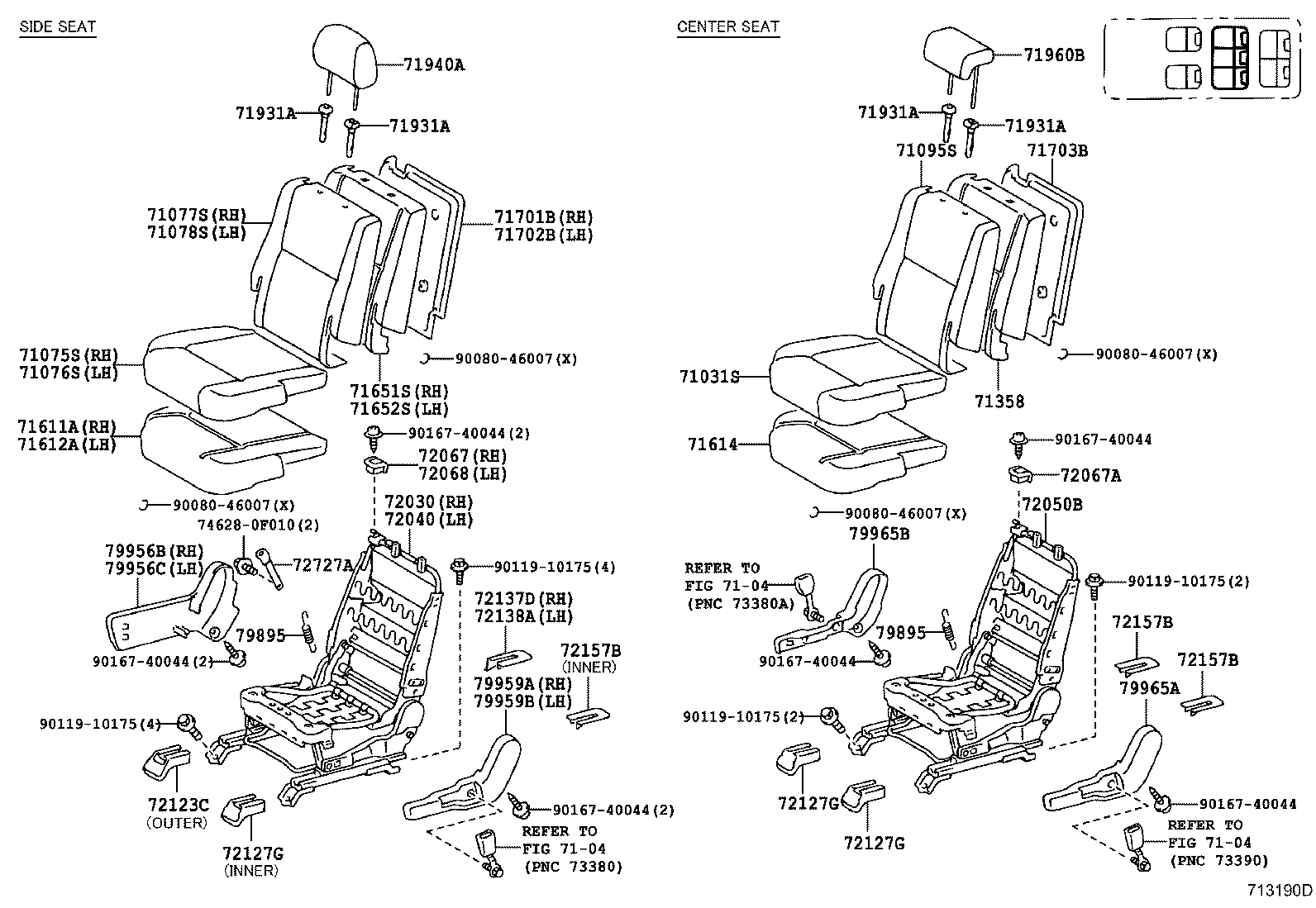 71075-0F030-B0 COVER, REAR SEAT CUSHION, RH (FOR SEPARATE TYPE) product image