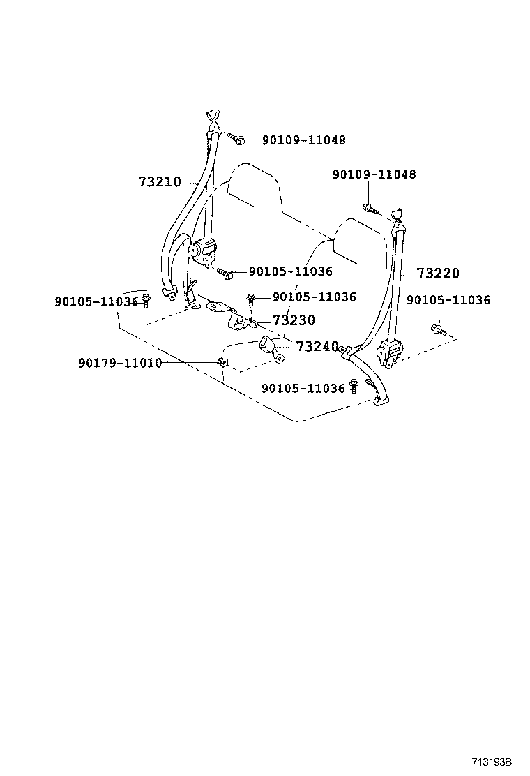 73230-37191-B0 BELT ASSY, FRONT SEAT INNER, RH product image
