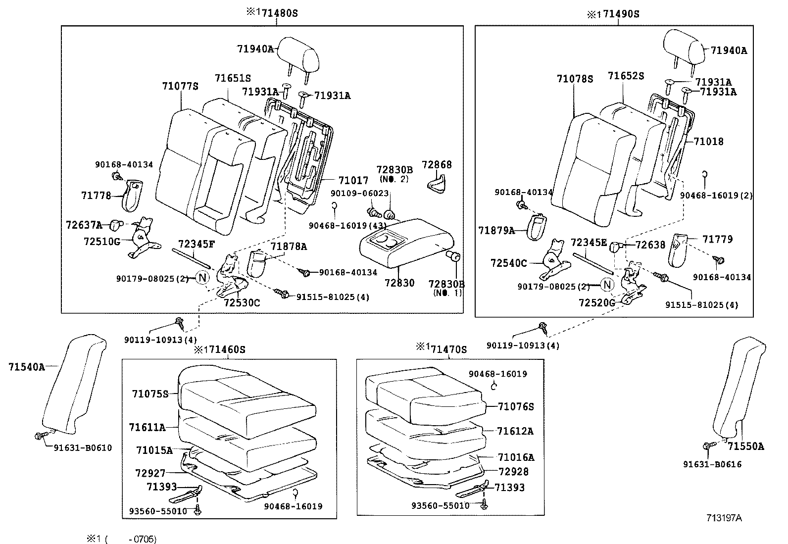 71015-02110 FRAME SUB-ASSY, REAR SEAT CUSHION, RH product image