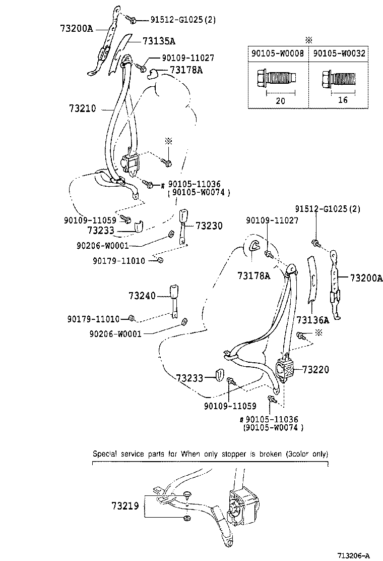 73015-13020 BRACKET SUB-ASSY, BELT OUTER ANCHOR, RH product image