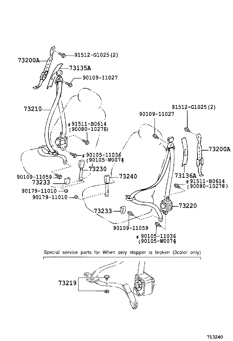 73015-13020 BRACKET SUB-ASSY, BELT OUTER ANCHOR, RH product image