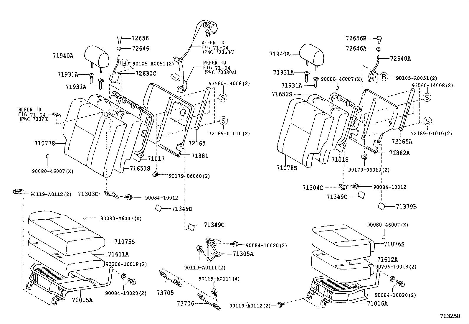 71017-02130 FRAME SUB-ASSY, REAR SEAT BACK, RH product image