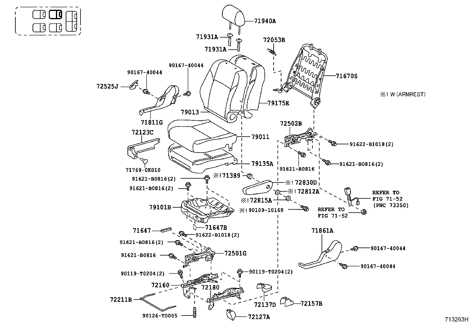 79103-0K030 FRAME SUB-ASSY, NO.1 SEAT BACK, RH product image