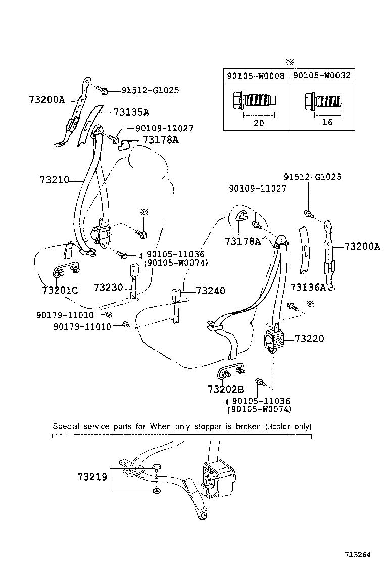73016-02010 BRACKET SUB-ASSY, BELT OUTER ANCHOR, LH product image