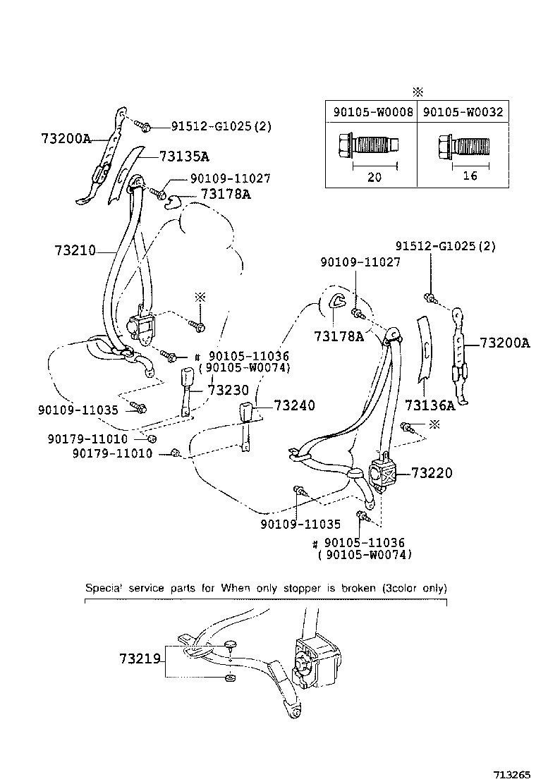 73016-02010 BRACKET SUB-ASSY, BELT OUTER ANCHOR, LH product image