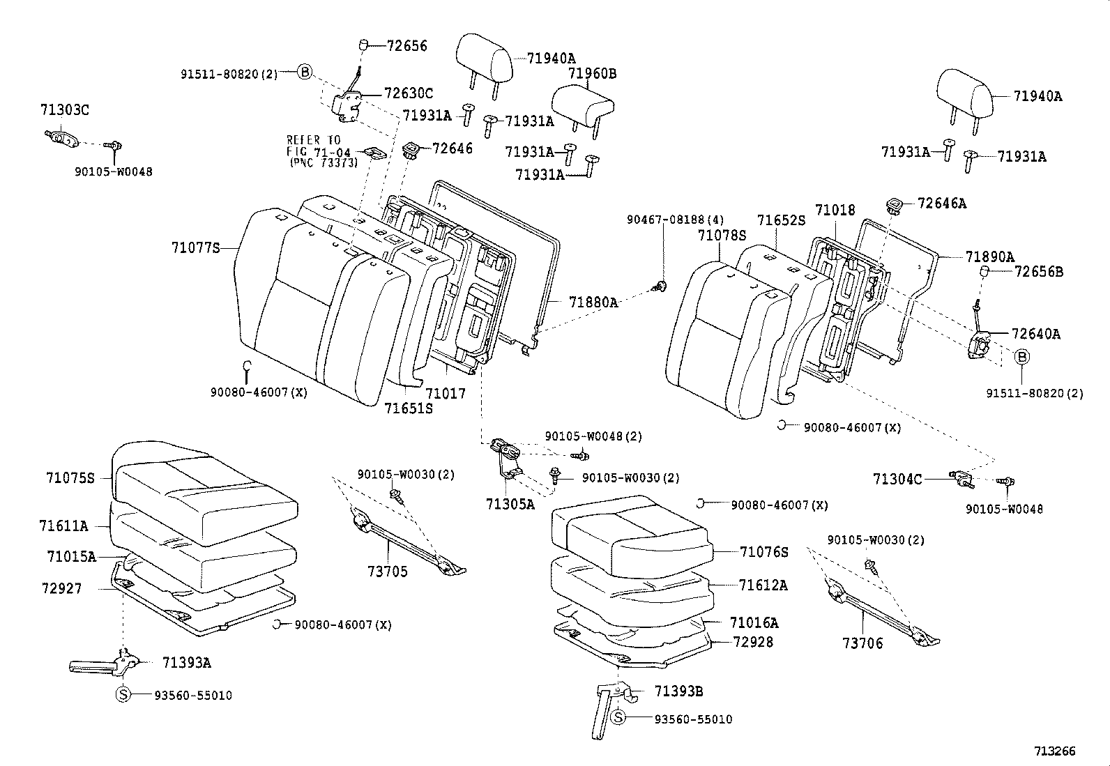 71016-02010 FRAME SUB-ASSY, REAR SEAT CUSHION, LH product image