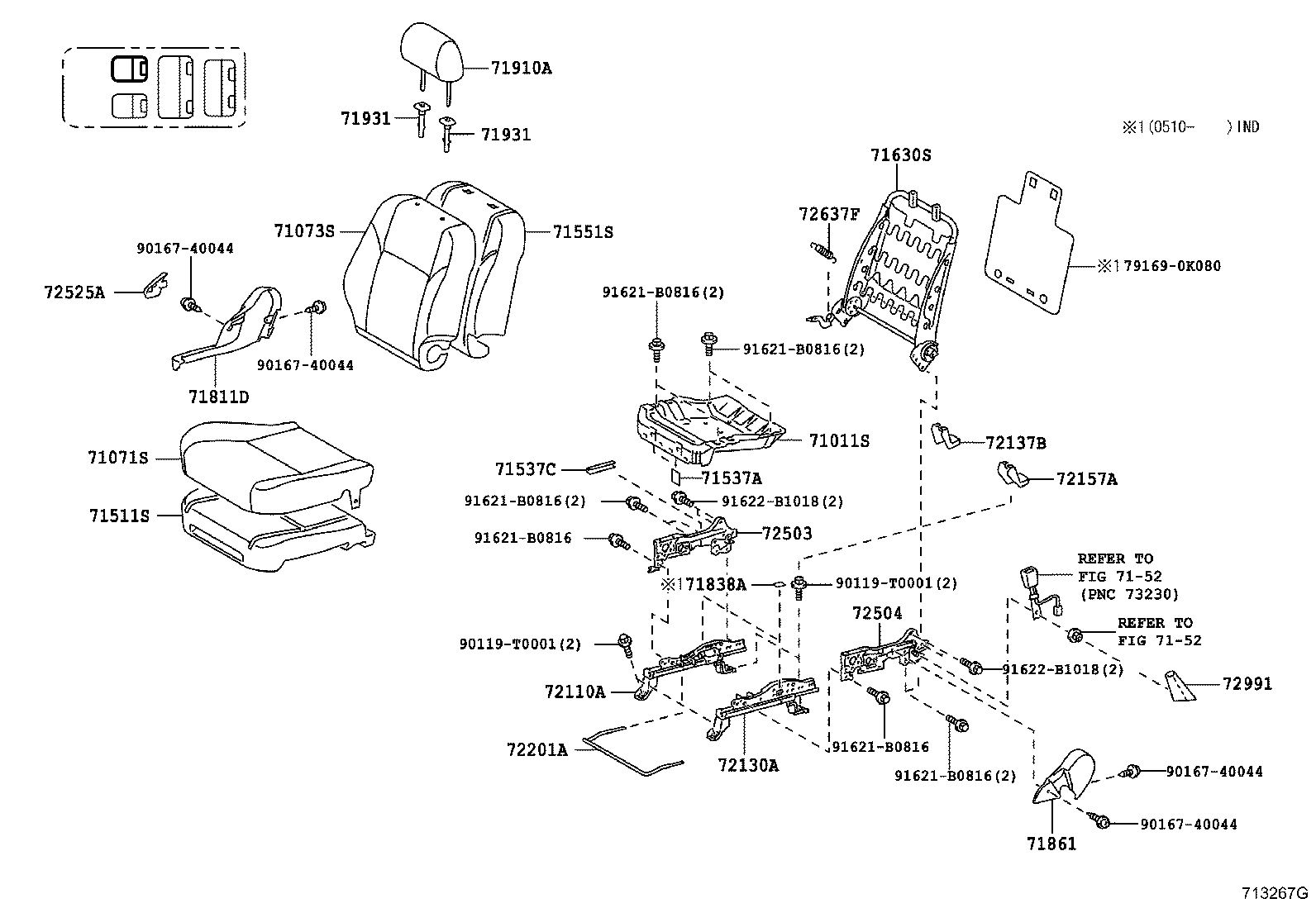 79103-0K030 FRAME SUB-ASSY, NO.1 SEAT BACK, RH product image