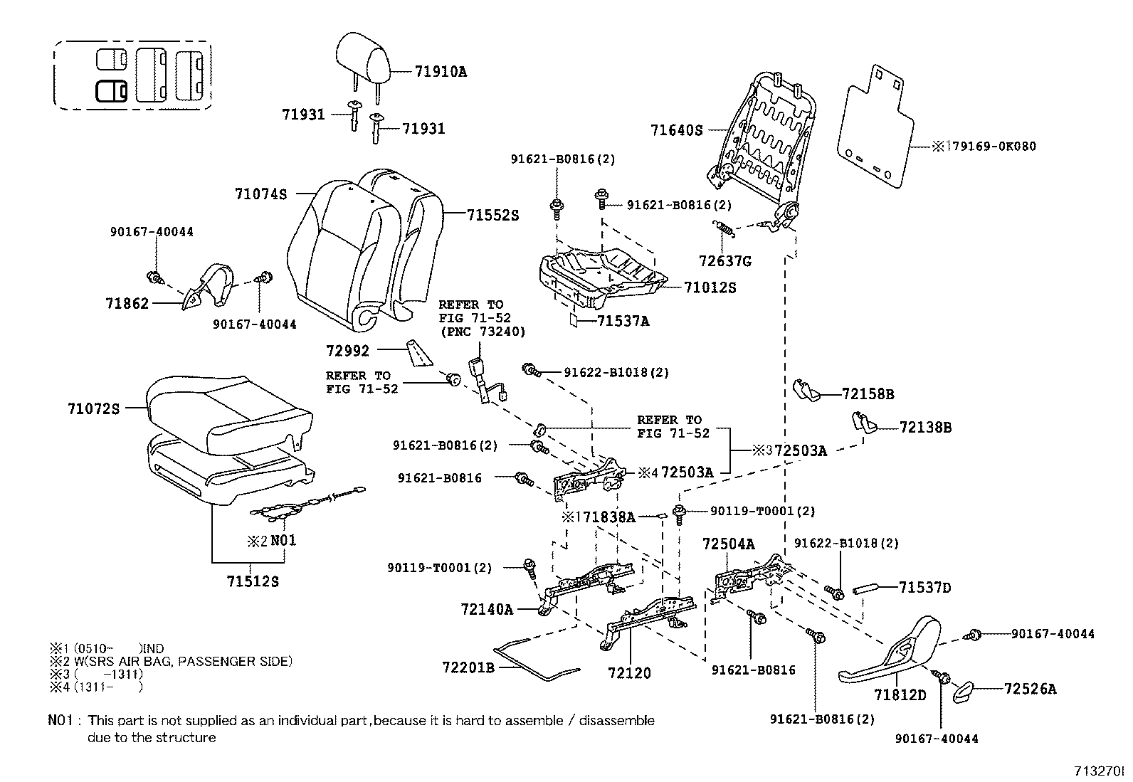 79103-0K030 FRAME SUB-ASSY, NO.1 SEAT BACK, RH product image